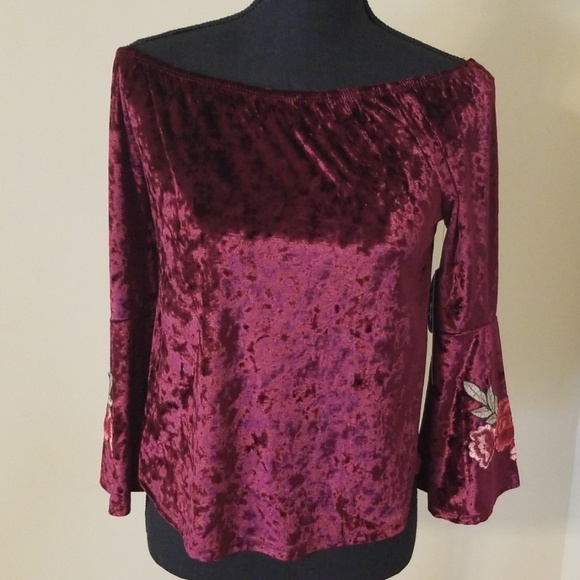 Almost Famous Tops - ⬇️☆ Almost Famous ☆ NWT Velvet Bell Sleeve Top
